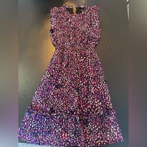 Aqua Girls Purple Pink Dot Print Sleeveless Midi Dress